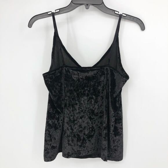 RE/DONE Women Velour Spaghetti Strap Tank Top Small Black V-Neck Velvet Cami NWT - Picture 4 of 8